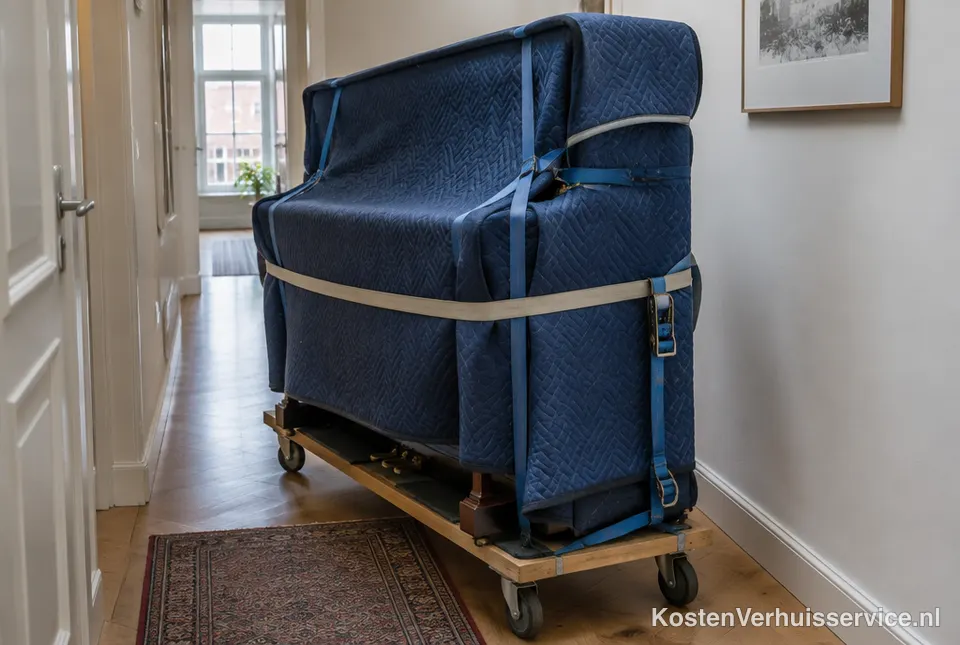 Piano op een verhuiskar